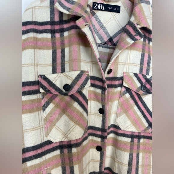 ZARA Plaid Pink Shacket Flannel Shirt LARGE
Wool Blend Fall Cozy - Picture 8 of 10